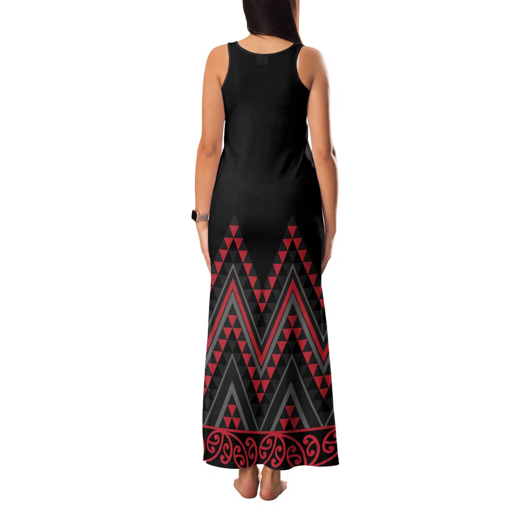 Red Aotearoa Mangopare Kowhaiwhai and Niho Taniwha Family Matching Tank Maxi Dress and Hawaiian Shirt Maori New Zealand LT14 - Polynesian Pride