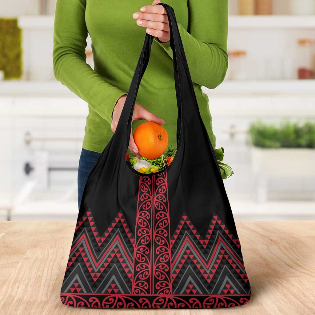 Red Aotearoa Mangopare Kowhaiwhai and Niho Taniwha Grocery Bag Maori New Zealand LT14 - Polynesian Pride