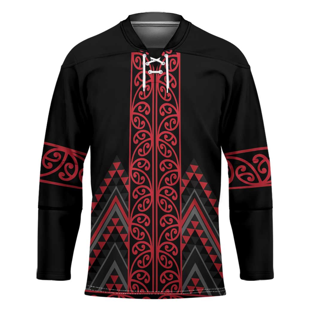 Red Aotearoa Mangopare Kowhaiwhai Niho Taniwha Hockey Jersey Maori New Zealand - Polynesian Pride