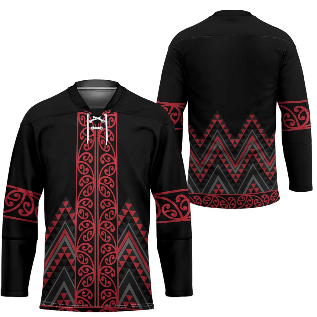Red Aotearoa Mangopare Kowhaiwhai Niho Taniwha Hockey Jersey Maori New Zealand - Polynesian Pride