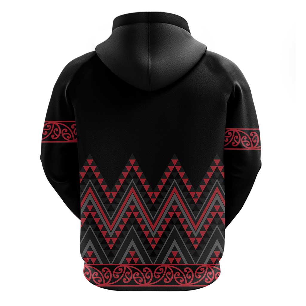 Red Aotearoa Mangopare Kowhaiwhai and Niho Taniwha Hoodie Maori New Zealand