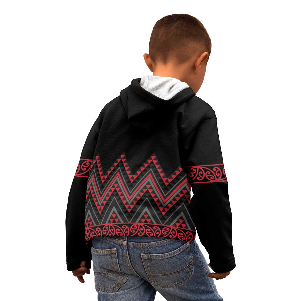 Red Aotearoa Mangopare Kowhaiwhai and Niho Taniwha Kid Hoodie Maori New Zealand