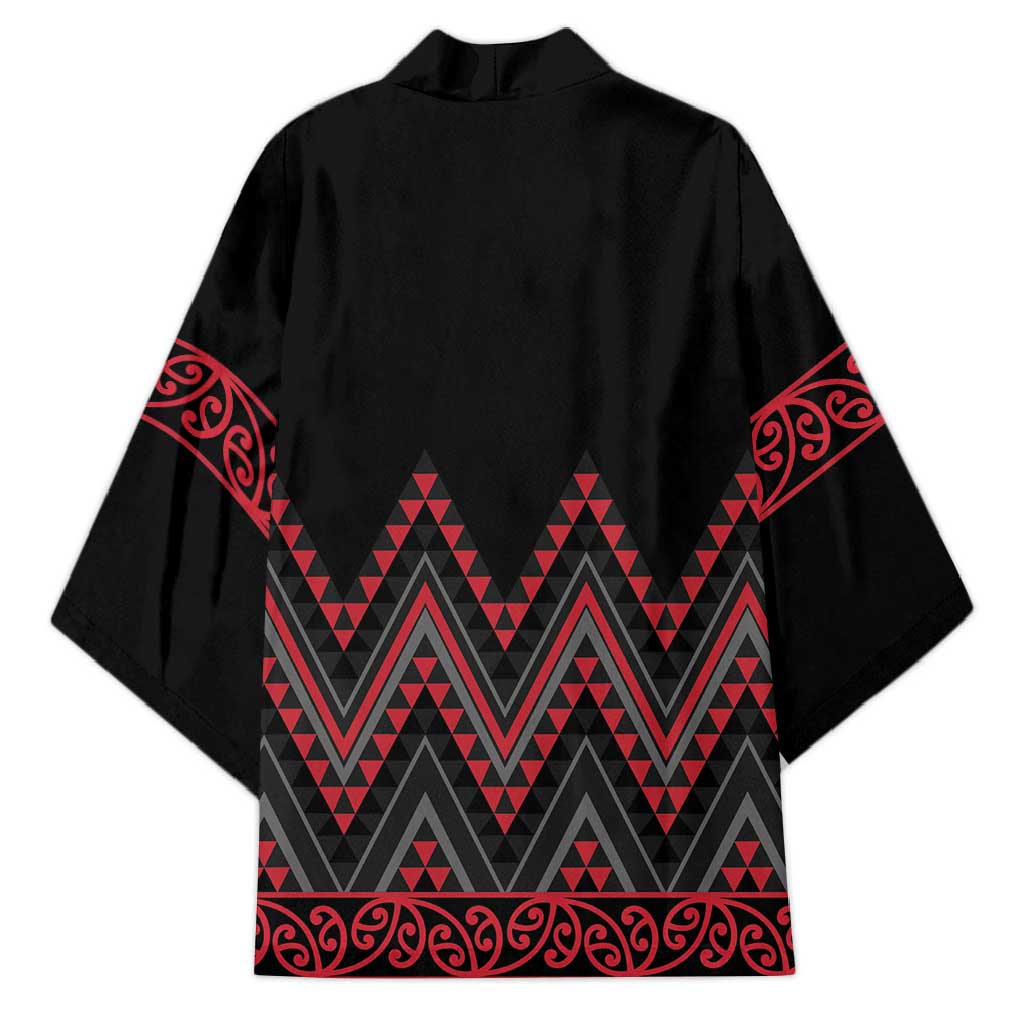 Red Aotearoa Mangopare Kowhaiwhai Niho Taniwha Kimono Maori New Zealand - Polynesian Pride