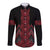 Red Aotearoa Mangopare Kowhaiwhai and Niho Taniwha Long Sleeve Button Shirt Maori New Zealand