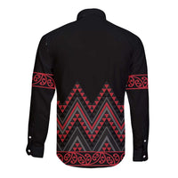 Red Aotearoa Mangopare Kowhaiwhai and Niho Taniwha Long Sleeve Button Shirt Maori New Zealand LT14 - Polynesian Pride