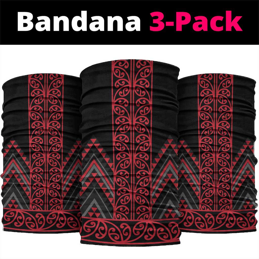 Red Aotearoa Mangopare Kowhaiwhai Niho Taniwha Neck Gaiter Maori New Zealand LT14 package One Size: 25*50cm Red - Polynesian Pride