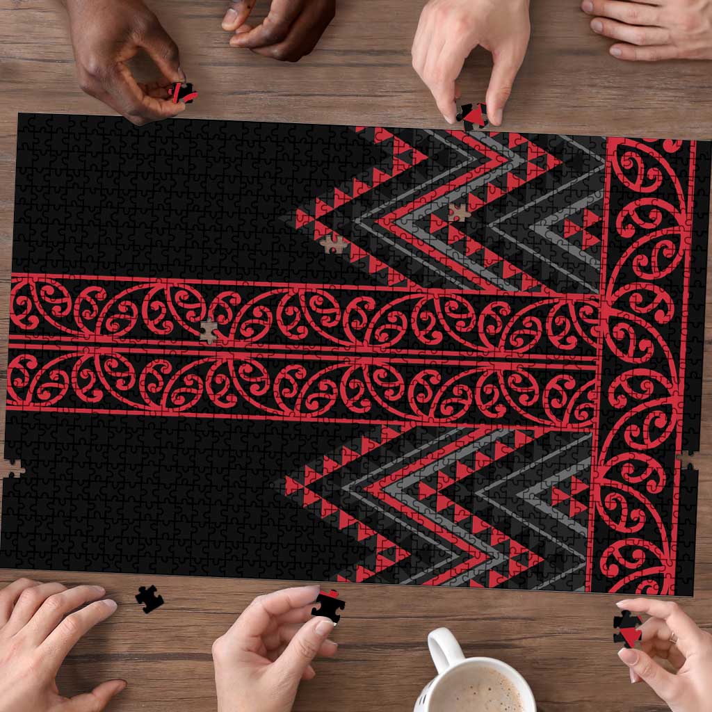Red Aotearoa Mangopare Kowhaiwhai Niho Taniwha Puzzle Maori New Zealand - Polynesian Pride