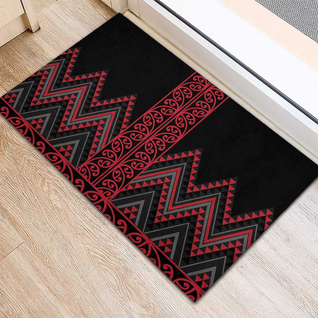 Red Aotearoa Mangopare Kowhaiwhai and Niho Taniwha Rubber Doormat Maori New Zealand LT14 - Polynesian Pride