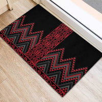 Red Aotearoa Mangopare Kowhaiwhai and Niho Taniwha Rubber Doormat Maori New Zealand LT14 - Polynesian Pride
