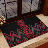 Red Aotearoa Mangopare Kowhaiwhai and Niho Taniwha Rubber Doormat Maori New Zealand LT14 - Polynesian Pride