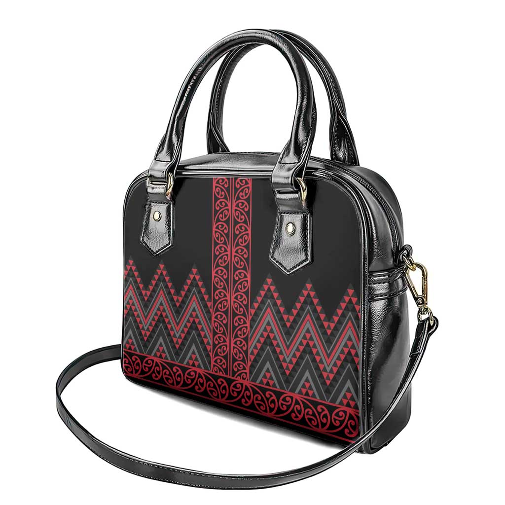 Red Aotearoa Mangopare Kowhaiwhai and Niho Taniwha Shoulder Handbag Maori New Zealand