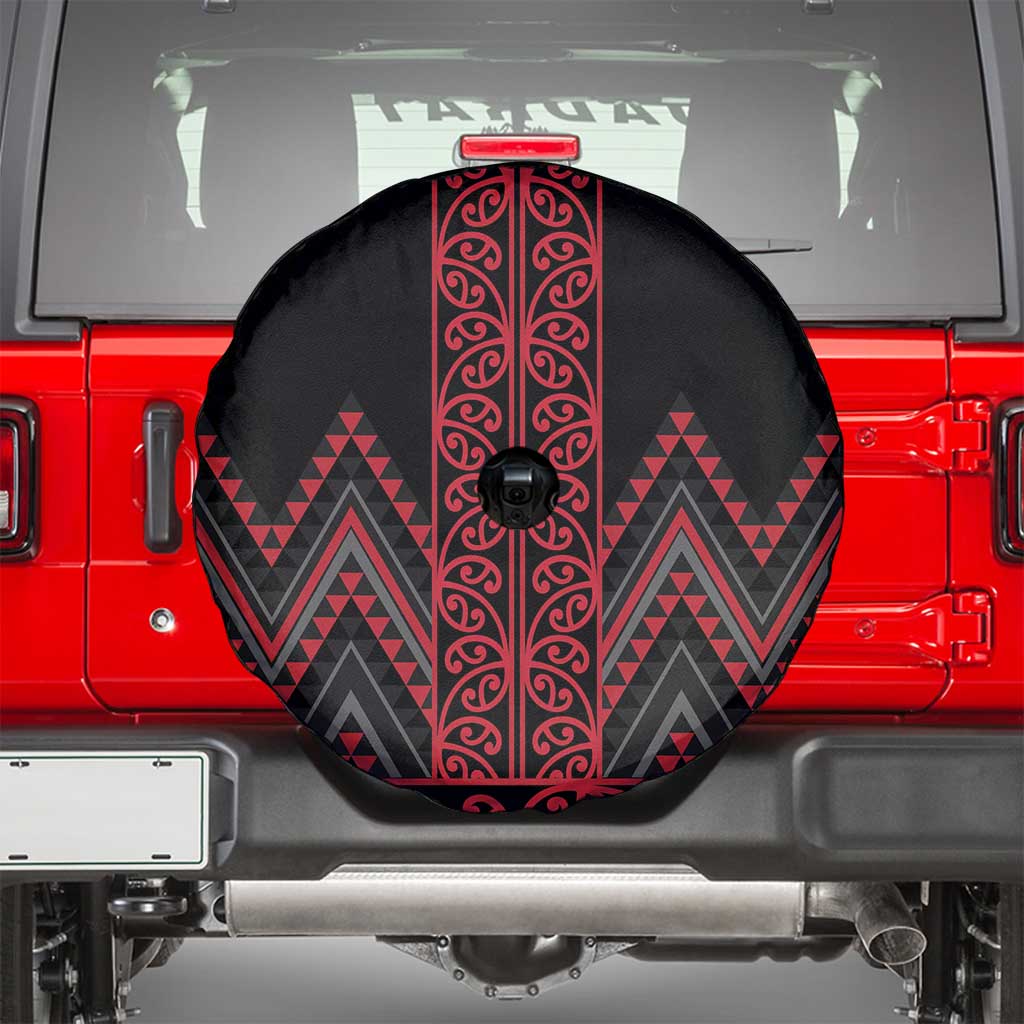 Red Aotearoa Mangopare Kowhaiwhai and Niho Taniwha Spare Tire Cover Maori New Zealand