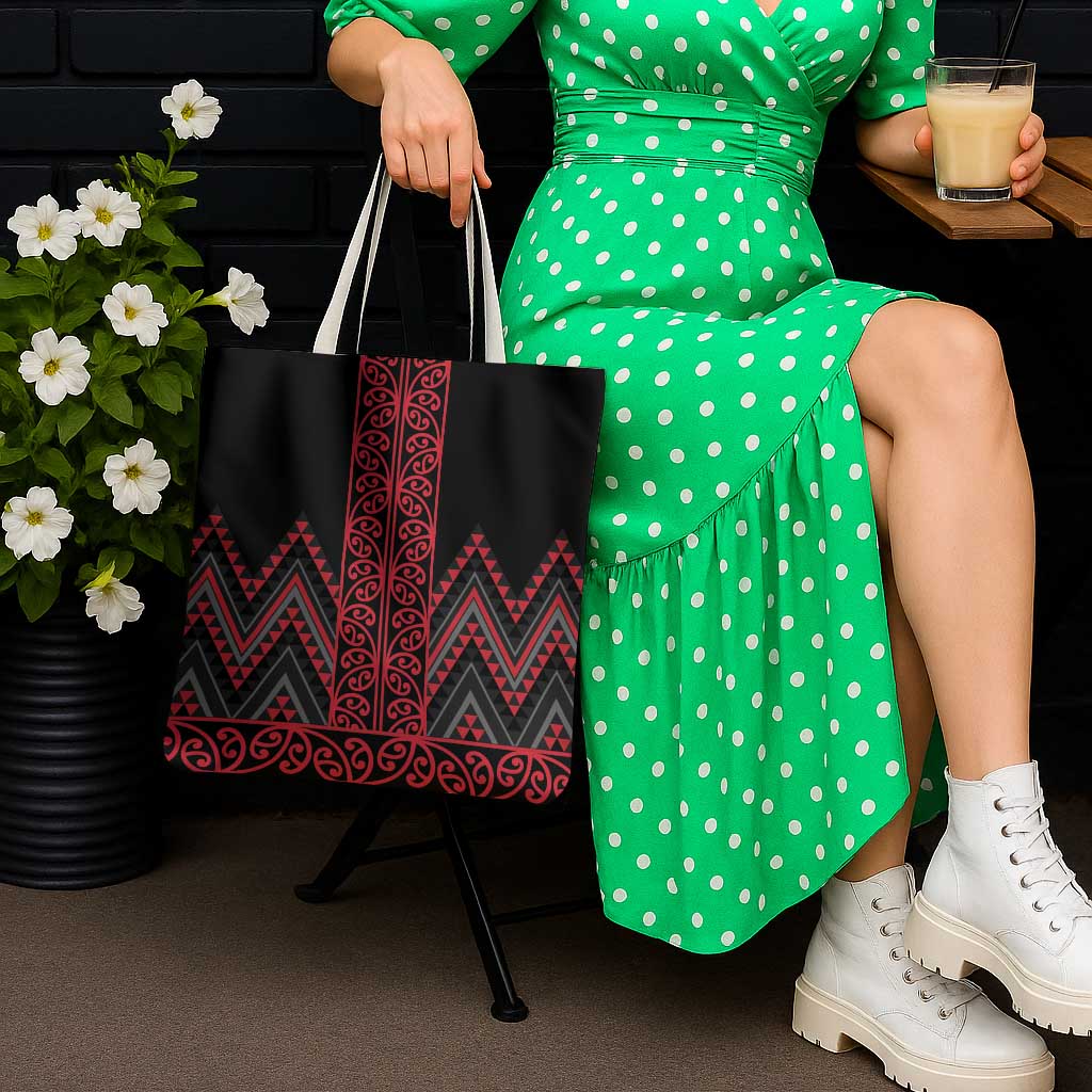 Red Aotearoa Mangopare Kowhaiwhai Niho Taniwha Tote Bag Maori New Zealand - Polynesian Pride