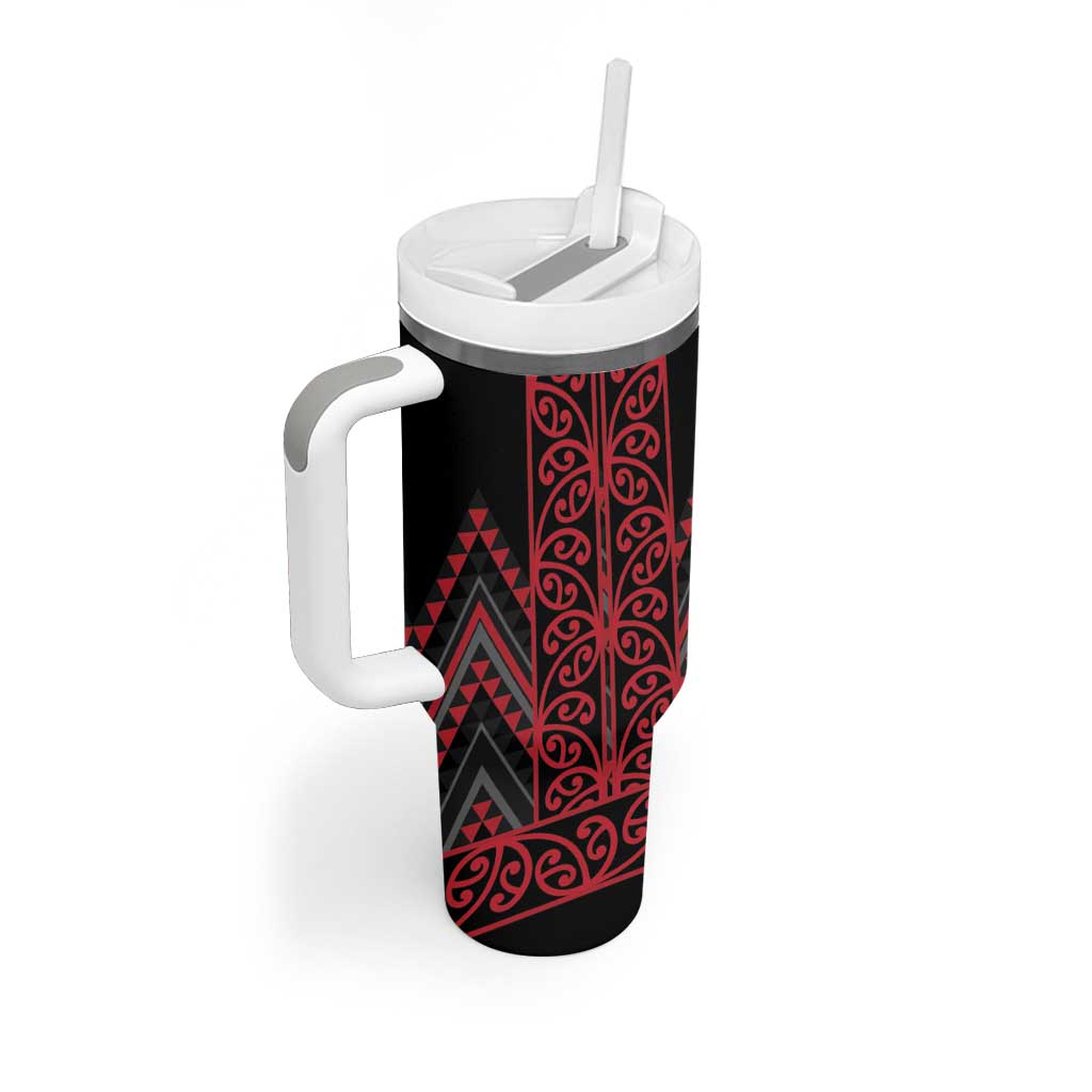 Red Aotearoa Mangopare Kowhaiwhai and Niho Taniwha Tumbler With Handle Maori New Zealand LT14 - Polynesian Pride