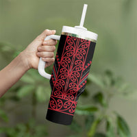Red Aotearoa Mangopare Kowhaiwhai and Niho Taniwha Tumbler With Handle Maori New Zealand LT14 - Polynesian Pride