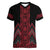 Red Aotearoa Mangopare Kowhaiwhai and Niho Taniwha Women V-Neck T-Shirt Maori New Zealand