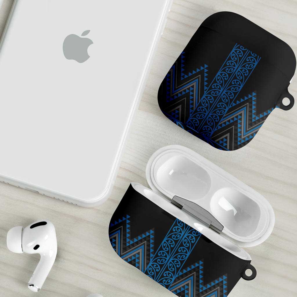 Blue Aotearoa Mangopare Kowhaiwhai Niho Taniwha AirPods Case Maori New Zealand - Polynesian Pride
