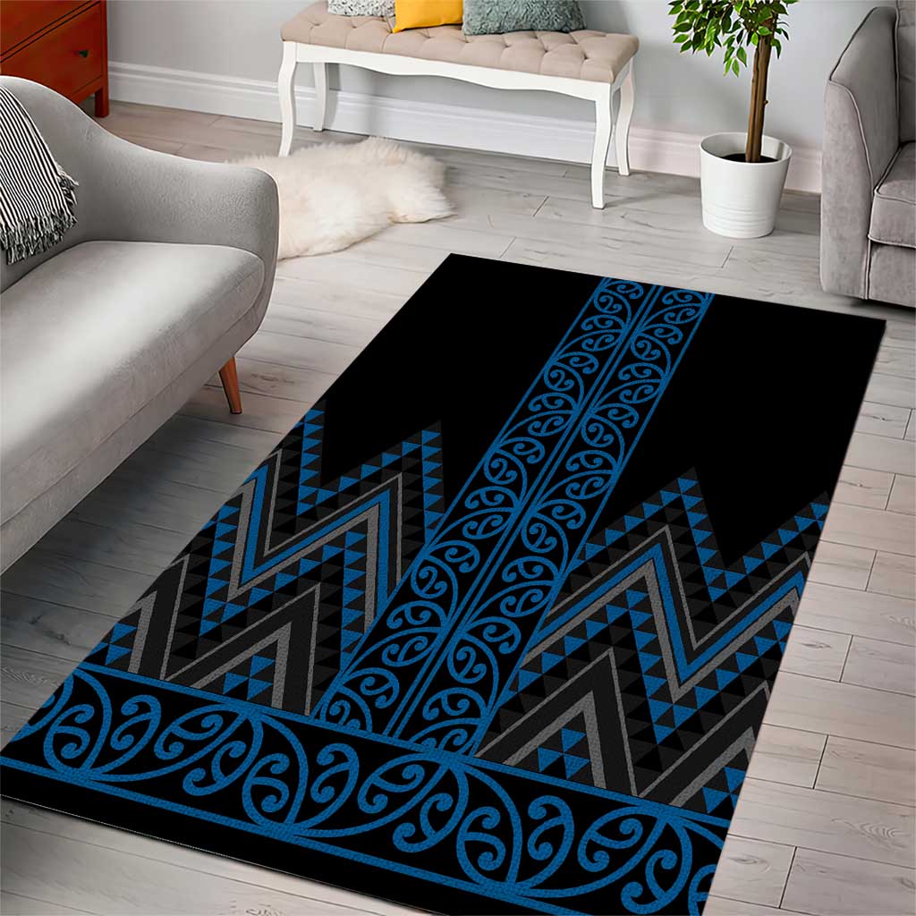 Blue Aotearoa Mangopare Kowhaiwhai and Niho Taniwha Area Rug Maori New Zealand LT14 - Polynesian Pride