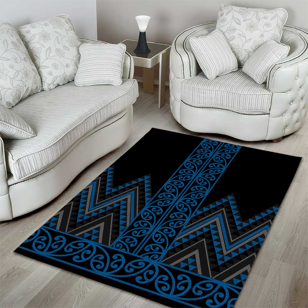 Blue Aotearoa Mangopare Kowhaiwhai and Niho Taniwha Area Rug Maori New Zealand LT14 - Polynesian Pride
