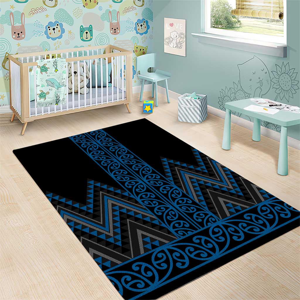Blue Aotearoa Mangopare Kowhaiwhai and Niho Taniwha Area Rug Maori New Zealand LT14 - Polynesian Pride