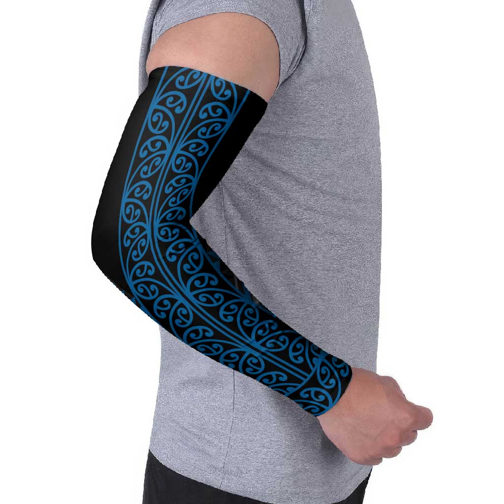 Blue Aotearoa Mangopare Kowhaiwhai Niho Taniwha Arm Sleeves Maori New Zealand LT14 - Polynesian Pride