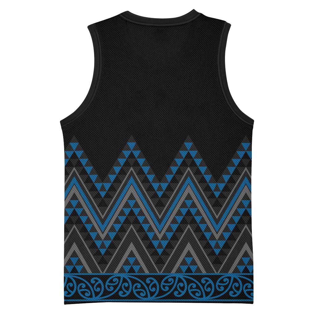 Blue Aotearoa Mangopare Kowhaiwhai Niho Taniwha Basketball Jersey Maori New Zealand - Polynesian Pride