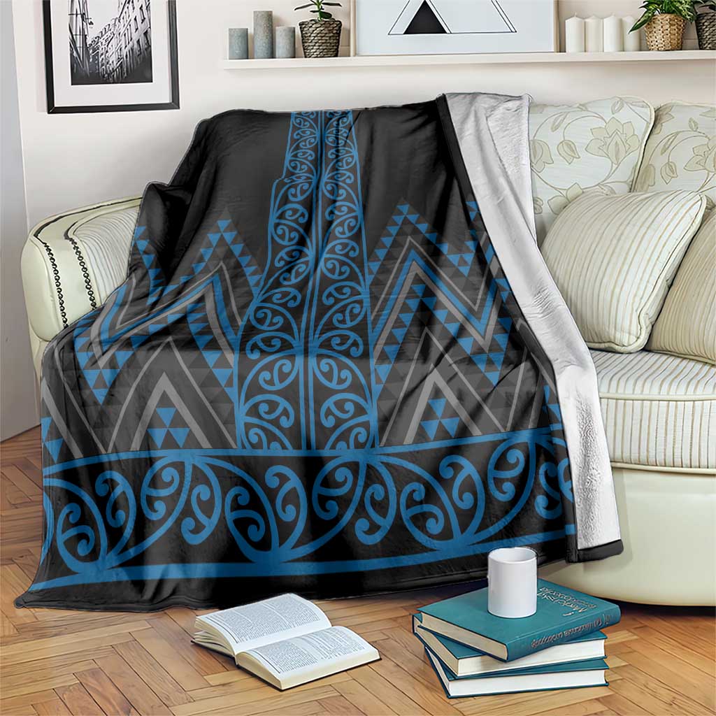 Blue Aotearoa Mangopare Kowhaiwhai and Niho Taniwha Blanket Maori New Zealand