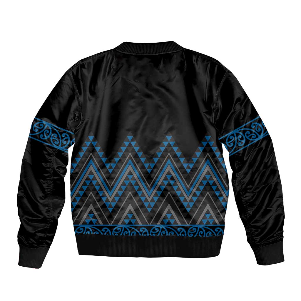 Blue Aotearoa Mangopare Kowhaiwhai and Niho Taniwha Bomber Jacket Maori New Zealand LT14 - Polynesian Pride
