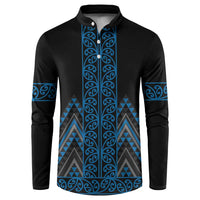 Blue Aotearoa Mangopare Kowhaiwhai and Niho Taniwha Button Sweatshirt Maori New Zealand LT14 Blue - Polynesian Pride