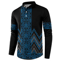 Blue Aotearoa Mangopare Kowhaiwhai and Niho Taniwha Button Sweatshirt Maori New Zealand LT14 - Polynesian Pride