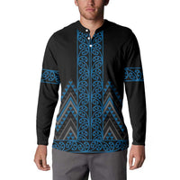 Blue Aotearoa Mangopare Kowhaiwhai and Niho Taniwha Button Sweatshirt Maori New Zealand LT14 - Polynesian Pride