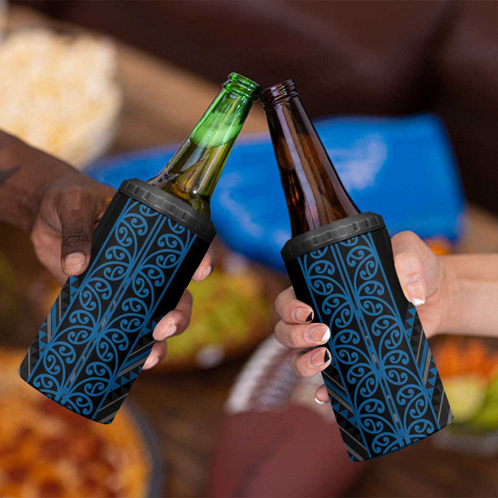 Blue Aotearoa Mangopare Kowhaiwhai and Niho Taniwha 4 in 1 Can Cooler Tumbler Maori New Zealand
