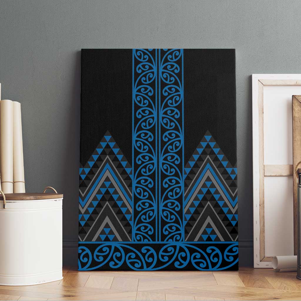 Blue Aotearoa Mangopare Kowhaiwhai and Niho Taniwha Canvas Wall Art Maori New Zealand