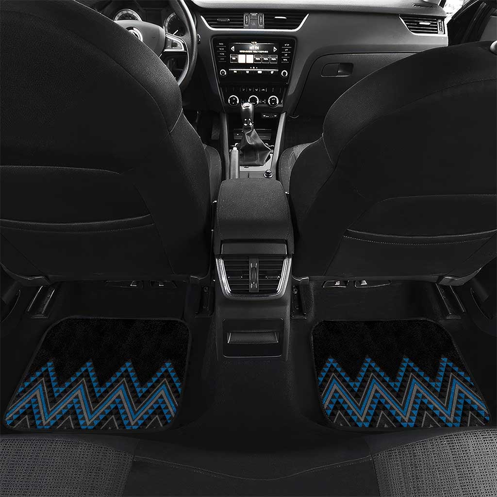 Blue Aotearoa Mangopare Kowhaiwhai and Niho Taniwha Car Mats Maori New Zealand LT14 Set 2pcs - Back Blue - Polynesian Pride
