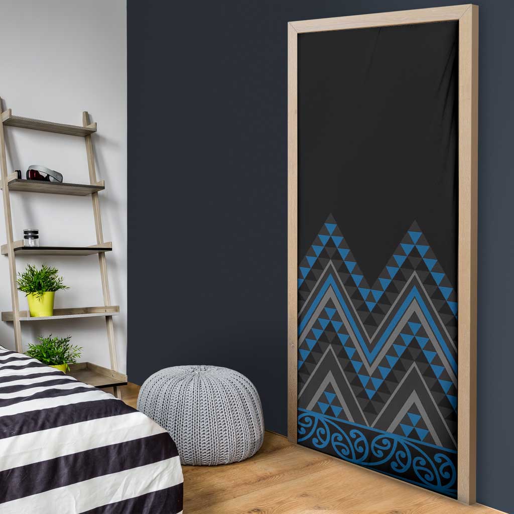 Blue Aotearoa Mangopare Kowhaiwhai Niho Taniwha Door Cover Maori New Zealand - Polynesian Pride
