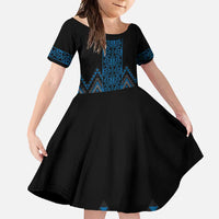 Blue Aotearoa Mangopare Kowhaiwhai and Niho Taniwha Family Matching Mermaid Dress and Hawaiian Shirt Maori New Zealand LT14 Daughter's Dress Blue - Polynesian Pride