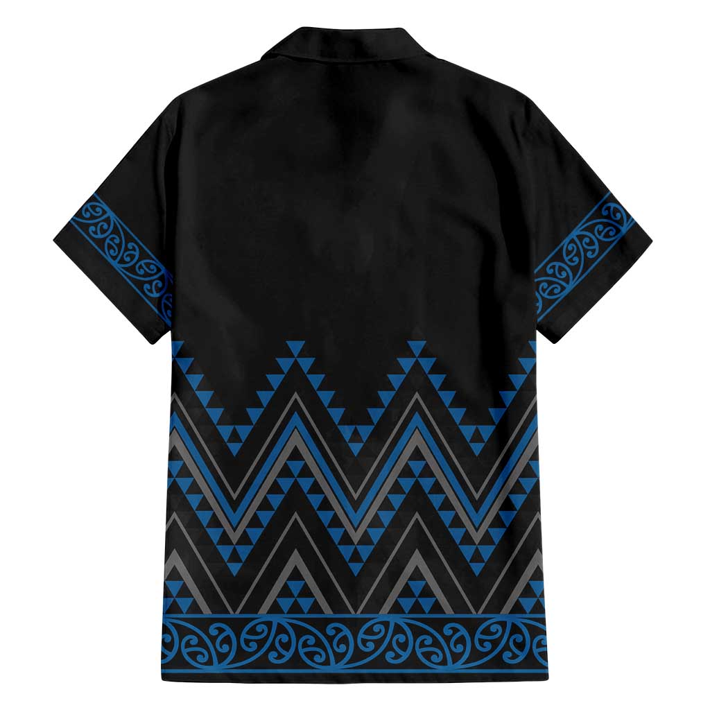 Blue Aotearoa Mangopare Kowhaiwhai and Niho Taniwha Family Matching Off Shoulder Maxi Dress and Hawaiian Shirt Maori New Zealand