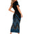 Blue Aotearoa Mangopare Kowhaiwhai and Niho Taniwha Family Matching Short Sleeve Bodycon Dress and Hawaiian Shirt Maori New Zealand