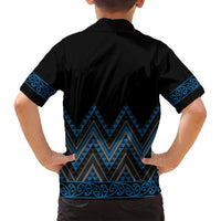 Blue Aotearoa Mangopare Kowhaiwhai and Niho Taniwha Family Matching Summer Maxi Dress and Hawaiian Shirt Maori New Zealand LT14 - Polynesian Pride