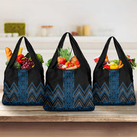 Blue Aotearoa Mangopare Kowhaiwhai and Niho Taniwha Grocery Bag Maori New Zealand LT14 3-pack One Size Blue - Polynesian Pride