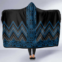 Blue Aotearoa Mangopare Kowhaiwhai and Niho Taniwha Hooded Blanket Maori New Zealand