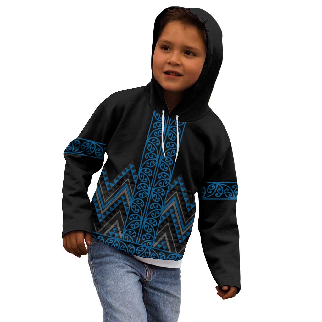 Blue Aotearoa Mangopare Kowhaiwhai and Niho Taniwha Kid Hoodie Maori New Zealand