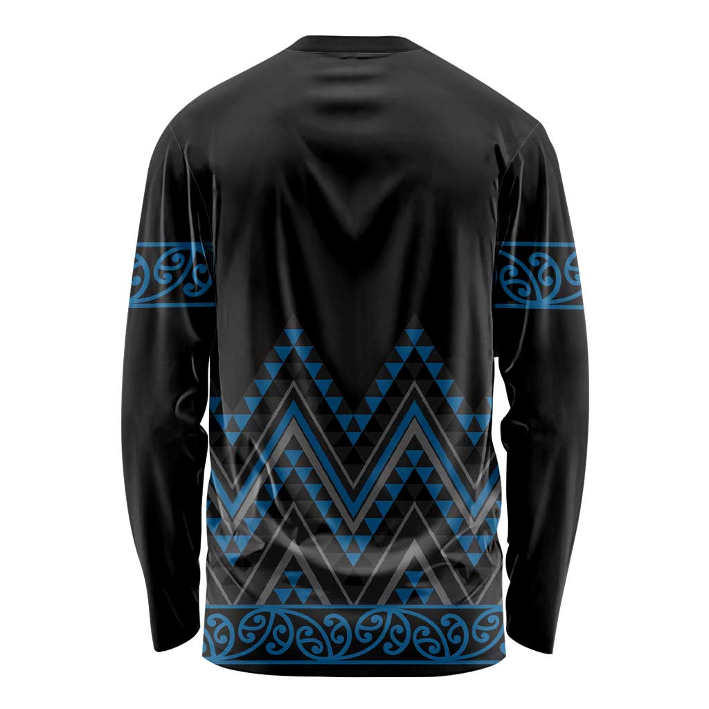 Blue Aotearoa Mangopare Kowhaiwhai and Niho Taniwha Long Sleeve Shirt Maori New Zealand LT14 - Polynesian Pride