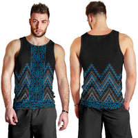 Blue Aotearoa Mangopare Kowhaiwhai and Niho Taniwha Men Tank Top Maori New Zealand