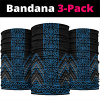 Blue Aotearoa Mangopare Kowhaiwhai Niho Taniwha Neck Gaiter Maori New Zealand LT14 package One Size: 25*50cm Blue - Polynesian Pride