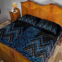 Blue Aotearoa Mangopare Kowhaiwhai and Niho Taniwha Quilt Bed Set Maori New Zealand