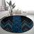 Blue Aotearoa Mangopare Kowhaiwhai and Niho Taniwha Round Carpet Maori New Zealand