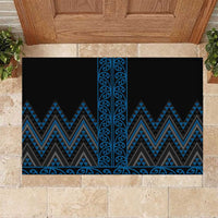 Blue Aotearoa Mangopare Kowhaiwhai and Niho Taniwha Rubber Doormat Maori New Zealand LT14 Blue - Polynesian Pride