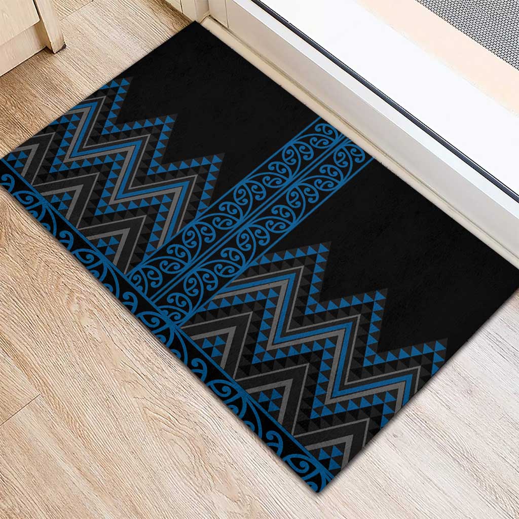 Blue Aotearoa Mangopare Kowhaiwhai and Niho Taniwha Rubber Doormat Maori New Zealand LT14 - Polynesian Pride