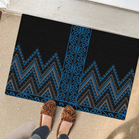 Blue Aotearoa Mangopare Kowhaiwhai and Niho Taniwha Rubber Doormat Maori New Zealand LT14 - Polynesian Pride